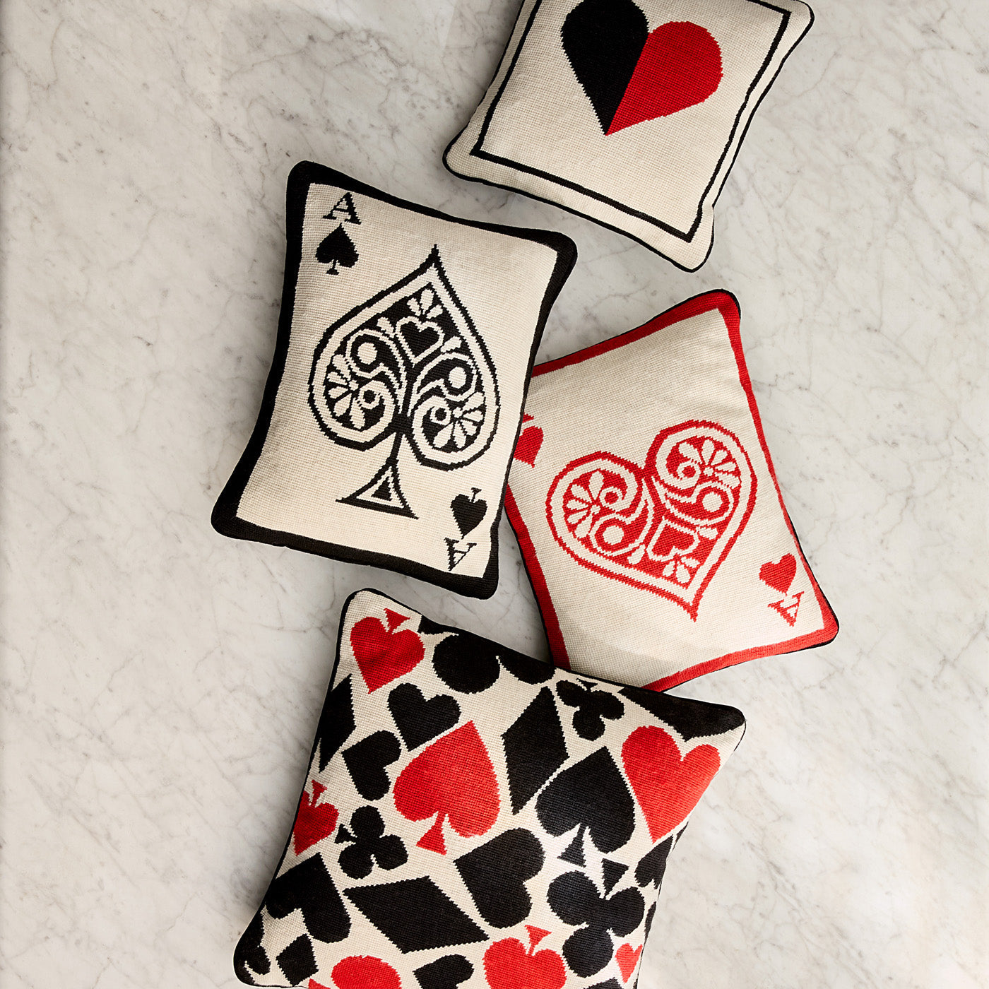 Ace Of Hearts Needlepoint Pillow